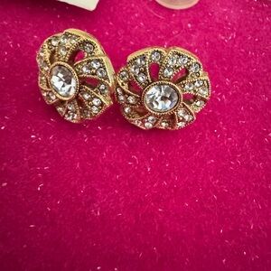 Vintage Elegant Gold and Silver Crystal Earrings